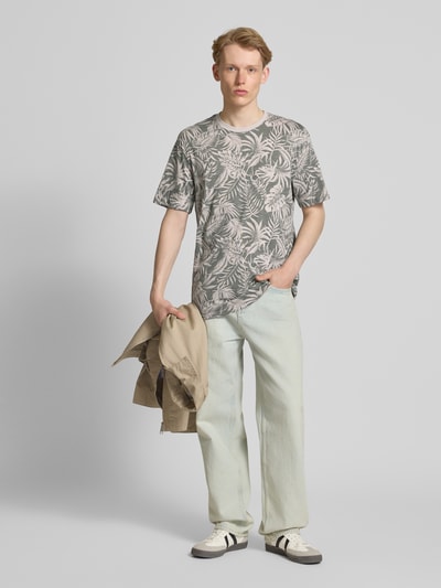 Only & Sons T-Shirt mit geripptem Rundhalsausschnitt Modell 'PERRY' Hellgrau 1