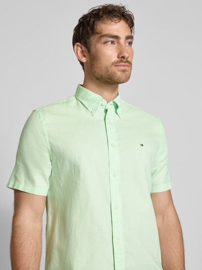 Tommy Hilfiger Regular fit vrijetijdsoverhemd van een mix van katoen en linnen Lichtgroen - 3