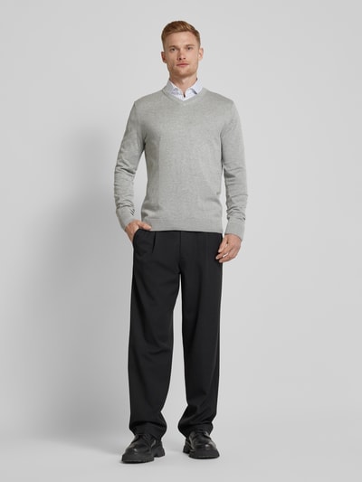 Tom Tailor Regular Fit Strickpullover mit V-Ausschnitt Hellgrau 1