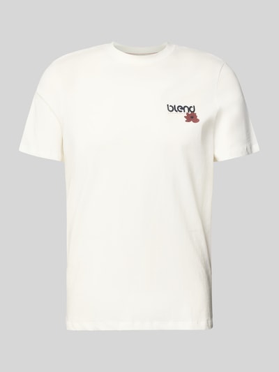 Produktfoto, Regular Fit T-Shirt mit Logo-Print Modell 'Kenan' von Blend aus reiner Baumwolle in Weiß, Rundhalsausschnitt, glatte Struktur