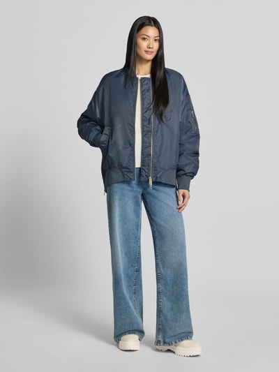 MOS MOSH relaxed fit bomberjack met opstaande kraag model 'Ruby' Donkerblauw - 1