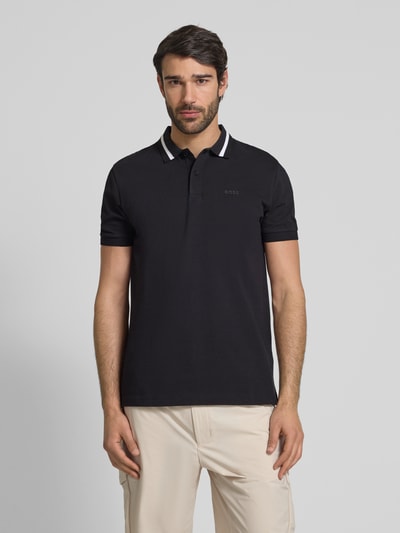 BOSS Green Regular Fit Poloshirt mit Label-Print Modell 'Paddy' Dunkelblau 4