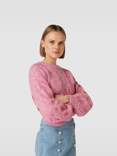 Custommade Pullover mit Zopfmuster Pink 3