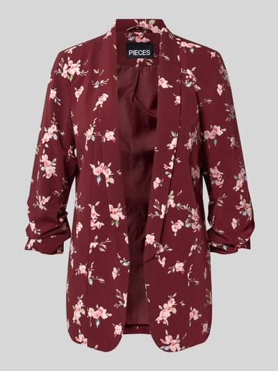 Pieces Regular Fit Blazer mit 3/4-Arm Modell 'BOSELLA' Dunkelrot Melange 2