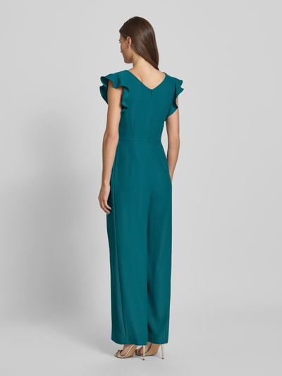 Rinascimento Cocktail-Jumpsuit mit Volants und Bindegürtel Dunkelgruen 5