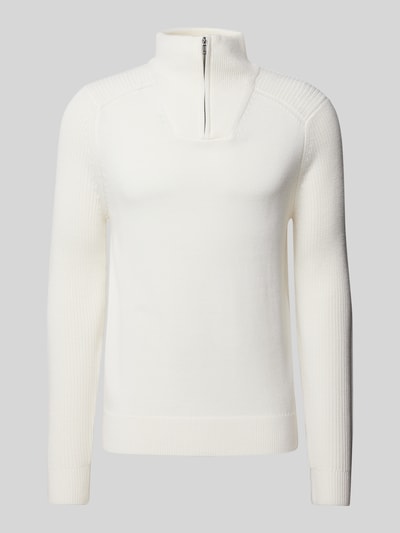 JOOP! Collection Strickpullover aus Lanawoll-Mix mit Troyer-Kragen Offwhite 2