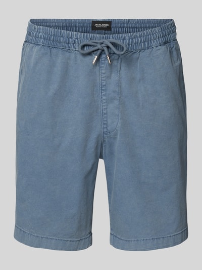 Produktfoto, Shorts mit elastischem Bund Modell 'JAIDEN CARTER' von Jack & Jones in Blau, Baumwoll-Elasthan-Mix, Regular-Fit, Strukturmuster