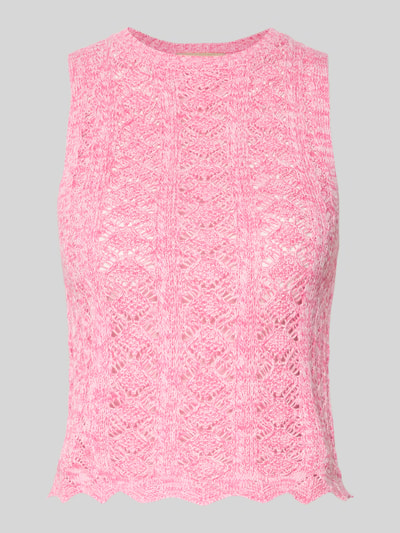 Produktfoto, Stricktop mit Rundhalsausschnitt Modell 'ZURI' von JJXX aus reiner Baumwolle in Rosa, körpernaher Schnitt, feine Strickstruktur