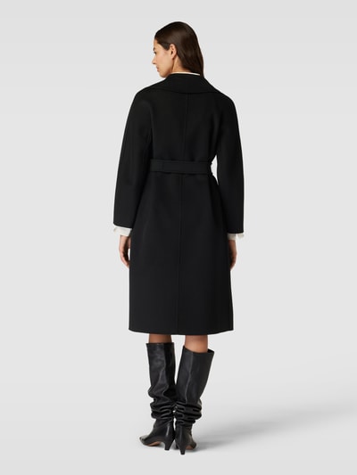 Max Mara Studio Wollmantel aus Schurwoll-Mix mit Bindegürtel Modell 'CLES' Black 5