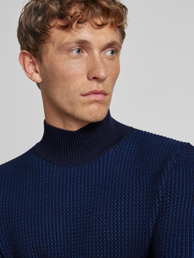 BOSS Strickpullover mit gerippten Abschlüssen Marine 3