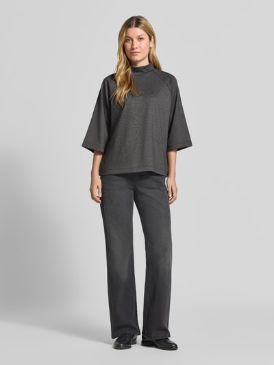 Soyaconcept Loose Fit Blusentop mit Mock Neck Dunkelgrau 1