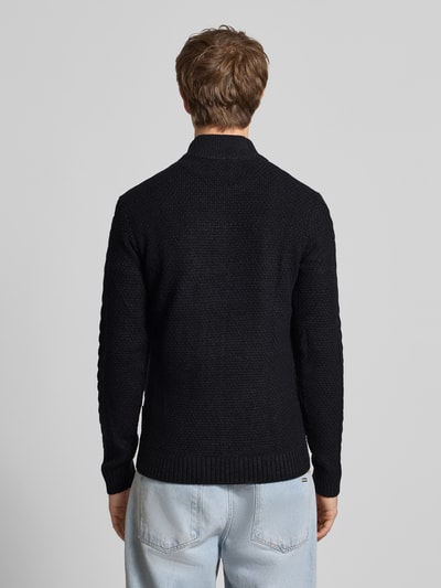 Blend Sweter z dzianiny z zamkiem błyskawicznym model ‘BASIM’ Czarny 5