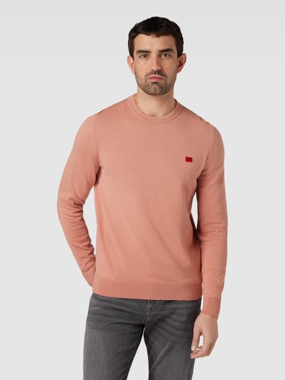 HUGO Gebreide pullover met labelpatch, model 'San Cassius' Oudroze - 4