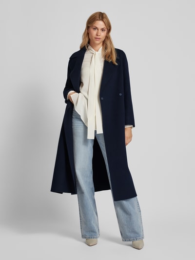 Weekend Max Mara Lange jas van scheerwol met tailleriem, model 'MANU' Marineblauw - 1