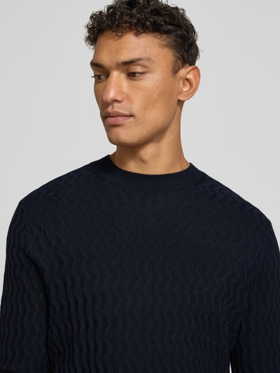 ARMANI EXCHANGE Wollen pullover met structuurmotief Marineblauw - 3