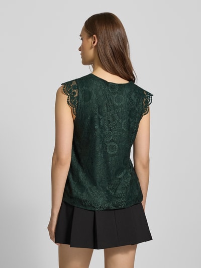 Pieces Regular fit blouseshirt met kant, model 'OLLINE' Donkergroen - 5