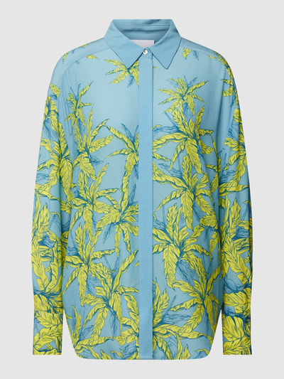 Delicate Love Blouse met all-over bloemenprint, model 'FAITH JUNGLE' Bleu - 2