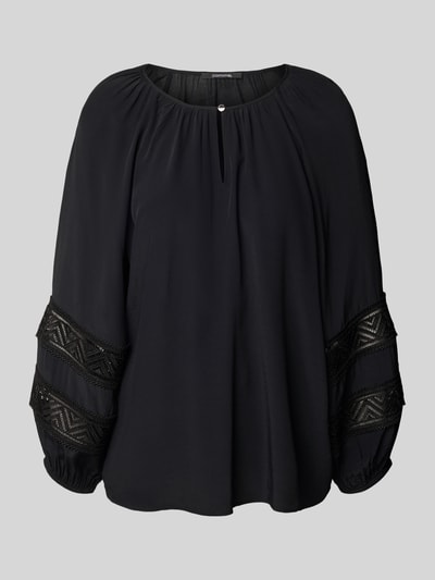 comma Bluzka o kroju regular fit z wiskozy z koronką Czarny 2