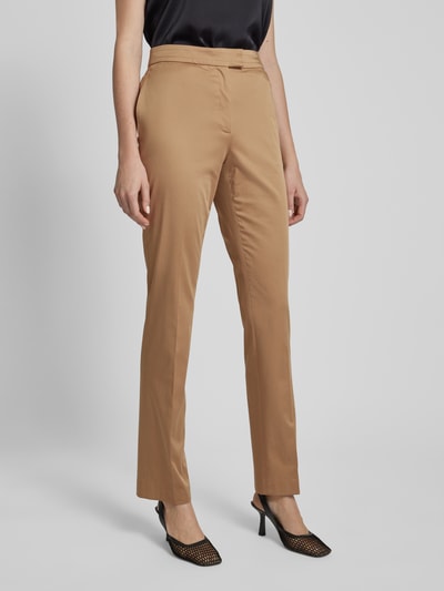 BOSS Regular Fit Stoffhose mit Bügelfalten Modell 'Temartha' Camel 4