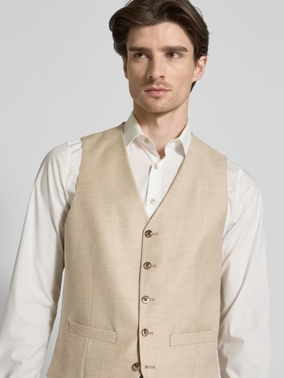 Roy Robson Kamizelka z mieszanki żywej wełny z dekoltem w serek Beżowy 3