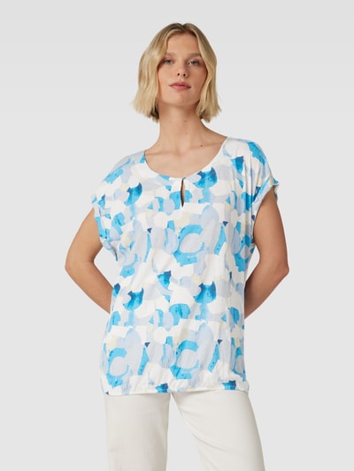 Tom Tailor T-shirt met viscose en all-over motief Lichtblauw - 4