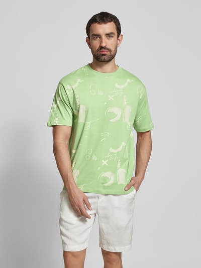 Scotch & Soda T-Shirt mit geripptem Rundhalsausschnitt Hellgruen 4