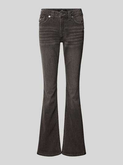 Produktfoto, Flared Jeans im Used-Look Modell 'BECCA' von TRUE RELIGION, mieszanka bawełny, rozkloszowany krój, wpuszczane kieszenie, efekt znoszenia