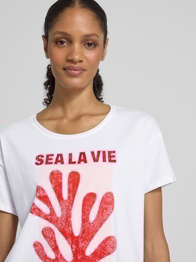 Oui T-Shirt mit Rundhalsausschnitt Weiss 3