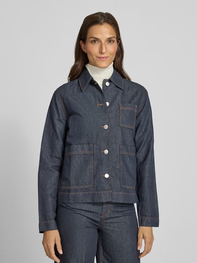 Marc O'Polo Regular Fit Jeansjacke aus Baumwoll-Leinen-Mix Jeansblau 4