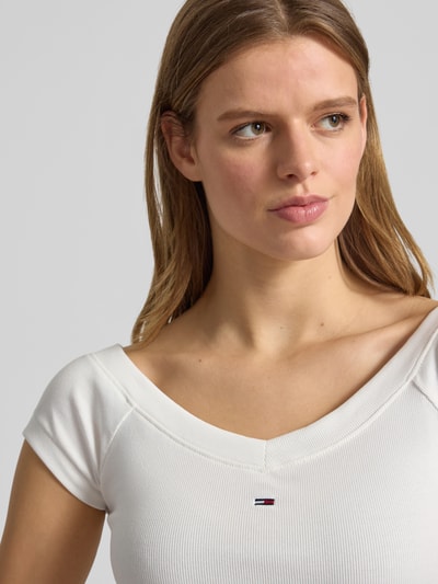Tommy Jeans Slim Fit T-Shirt aus Baumwoll-Mix Weiss 3