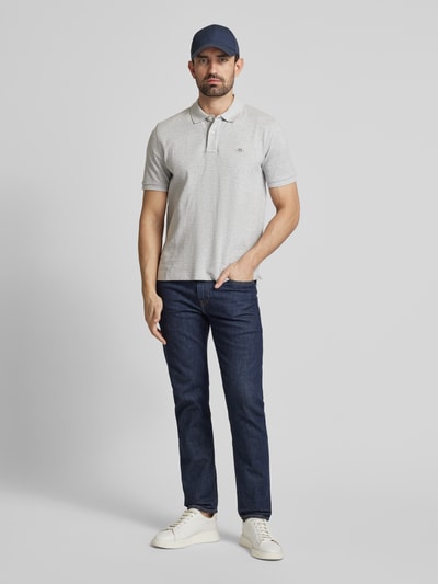 Gant Regular fit poloshirt met labelstitching Middengrijs gemêleerd - 1