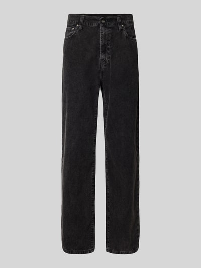 Carhartt Work In Progress Straight fit jeans in ribcordlook, model 'Aaron' Zwart - 2