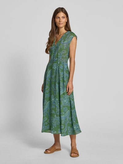 Mango Midikleid aus Viskose mit V-Ausschnitt Modell 'MAMBA' Grass 1