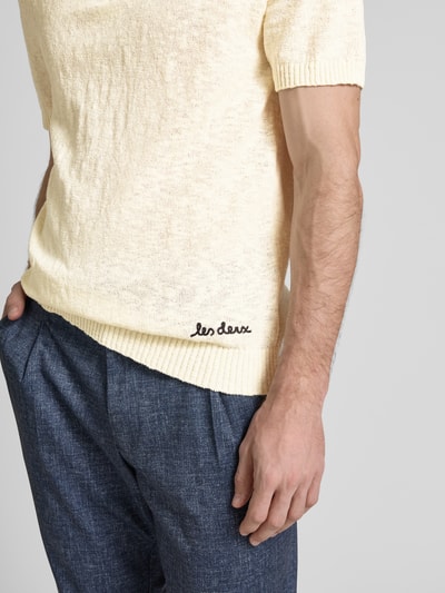 Les Deux Poloshirt mit Strick-Optik Offwhite 3