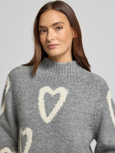 MORE & MORE Oversize sweter dzianinowy z domieszką wełny i bawełny Średnioszary 3