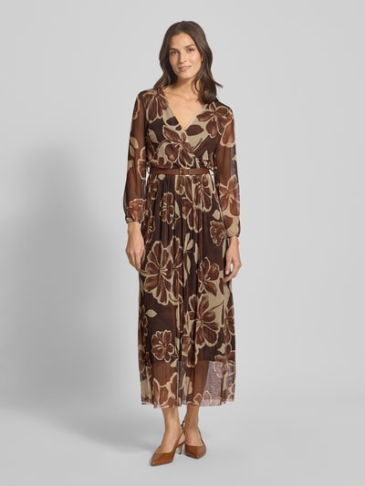ZABAIONE Maxi-jurk met V-hals Middenbruin - 4