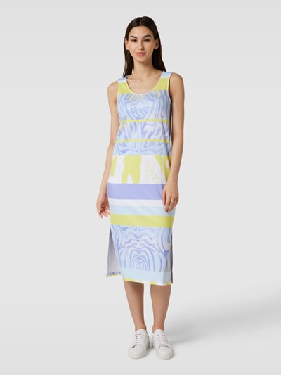 Sportalm Midikleid mit Allover-Muster Neon Gelb 4