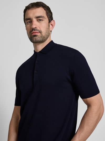 PEOPLE OF SHIBUYA Koszulka polo z bocznymi rozcięciami model ‘NITO’ Granatowy 3