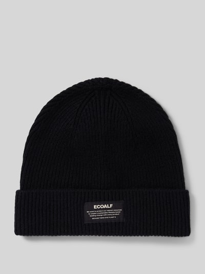 ECOALF Czapka beanie z mieszanki wełny i wiskozy z detalem z logo Czarny 1