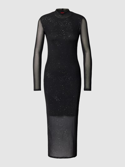 HUGO Midikleid mit Effektgarn Modell 'NASUSE' Metallic Black 2