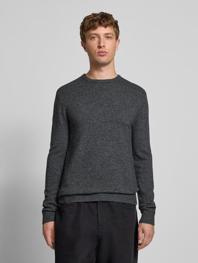 Blend Gebreide pullover met ribboorden, model 'BRANKO' Donkergrijs gemêleerd - 4