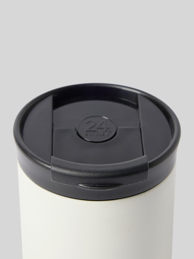 Produktfoto, Travel Mug aus Edelstahl von 24bottles, jednolity kolor, nadruk z logo, matowa powierzchnia, zakręcana pokrywka, stal nierdzewna, 350 ml, 12 cm wysokości, 8 cm średnicy, termoizolacja, szczelny, bez BPA, otwór na klik, do napojów zimnych i gorących.