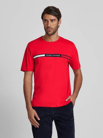 Tommy Hilfiger Regular fit T-shirt met labelstitching Rood - 4