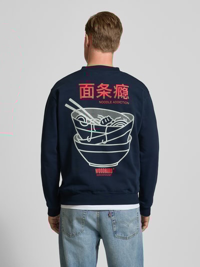 WOODBIRD Sweatshirt met labelprint, model 'Cane' Marineblauw - 5