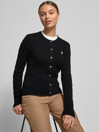 Polo Ralph Lauren Slim fit gebreid jack, model 'Cardi' Zwart - 3