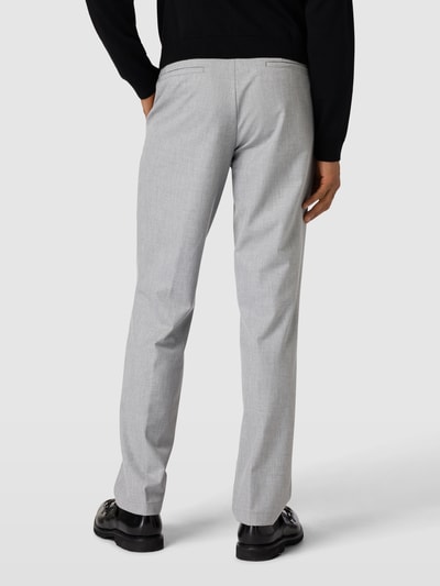 BOSS Slim fit stoffen broek met persplooien Lichtgrijs - 5