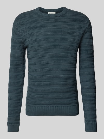 Tom Tailor Regular Fit Strickpullover aus reiner Baumwolle mit Strickmuster Rauchblau 2