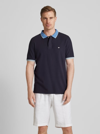 Fynch-Hatton Regular Fit Poloshirt mit Kontrastbesatz Marine Melange 4