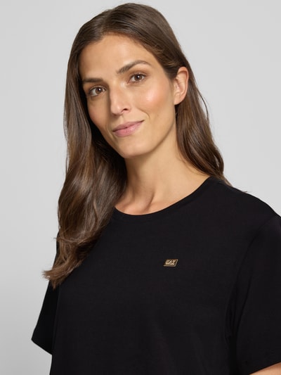 EA7 Emporio Armani Regular fit T-shirt van katoenmix met logo-applicatie Zwart - 3