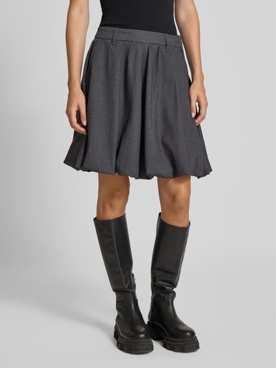 Copenhagen Muse Minirock in Ballonform mit gelegten Falten Dunkelgrau Melange 4
